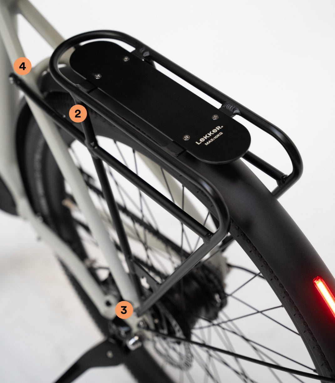 Stylish Rear Rack for City Electric Bikes Convenient Storage – Lekker Bikes