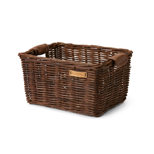 Front basket medium brown rattan for bike